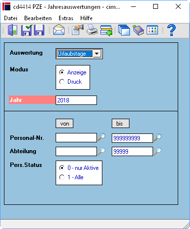 Pze Jahresauswertungen Urlaub Erp Und Produktions Planung Cimdata Software Gmbh
